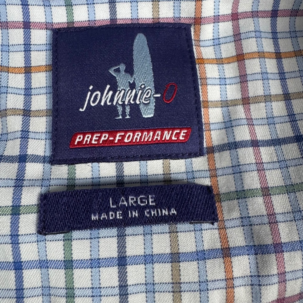 Johnnie-O Prep-Formance Shirt Mens Large Gulf Blue Excellent Plaid JMWL3830 - Picture 2 of 7